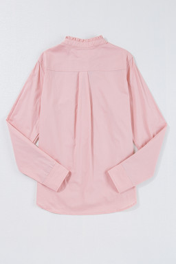 Light Pink Pleated Button-up Plain Shirt