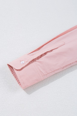 Light Pink Pleated Button-up Plain Shirt