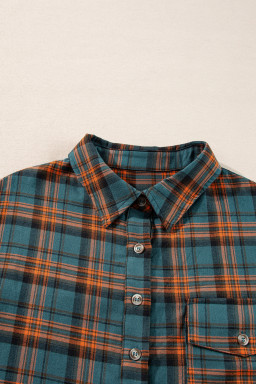 Green Plaid Long Sleeve Collar Shirt Shacket