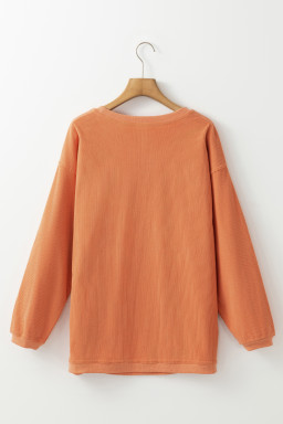 Orange Crinkle Rib Whatever Spices Your Pumpkin Graphic Sweatshirt