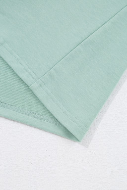 Aqua Plaid Floral Patchwork Heart Long Sleeve Top