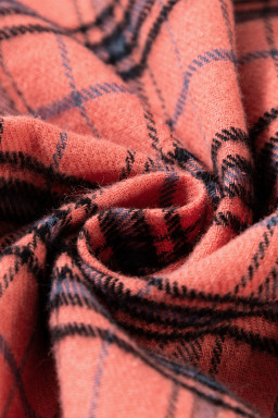 Red Plaid Long Sleeve Distressed Hem Shirt Shacket