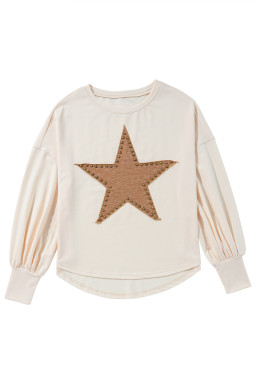 Apricot Studded Star Graphic Oversized Top