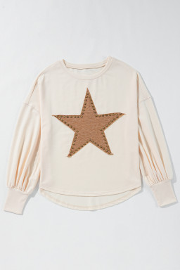 Apricot Studded Star Graphic Oversized Top