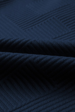 Sail Blue Solid Textured Collared V Neck Top and Wide Leg Pants Set