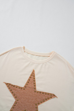 Apricot Studded Star Graphic Oversized Top