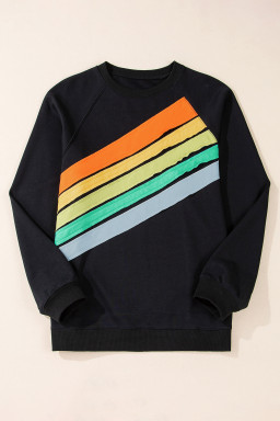 Black Rainbow Colorblock Plus Size Sweatshirt