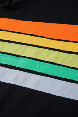 Black Rainbow Colorblock Plus Size Sweatshirt
