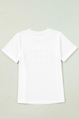 White MERRY Christmas Letter Print Graphic Tee