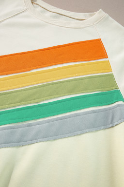 White Rainbow Colorblock Plus Size Sweatshirt