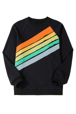 Black Rainbow Colorblock Plus Size Sweatshirt