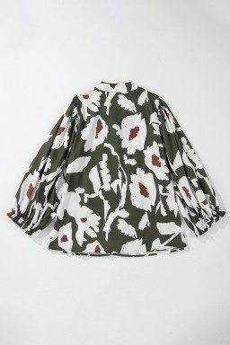 Vintage 60s Flower Frill Neck Loose Blouse