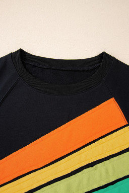Black Rainbow Colorblock Plus Size Sweatshirt