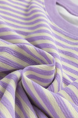 Purple Stripe Drop Shoulder Long Sleeve Top