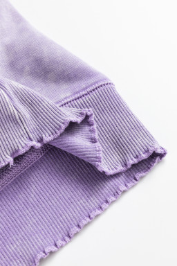 Orchid Petal Textured Patchwork Plus Size Pullover Sweatshirt