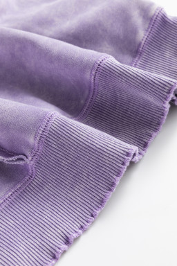 Orchid Petal Textured Patchwork Plus Size Pullover Sweatshirt