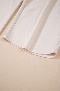 Apricot Textured Ruffle Sleeve Zipped Top and Wide Leg Pants Set