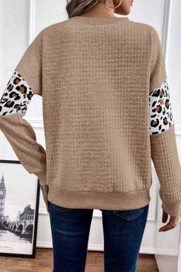 Parchment Leopard Quilted Patchwork Pullover Sweatshirt