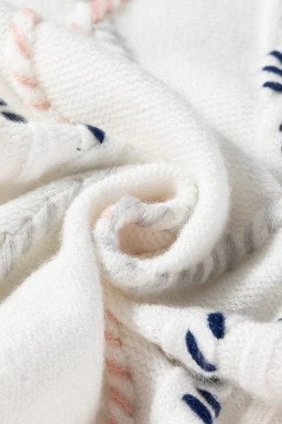 White Argyle Puff Sleeve Knit Top