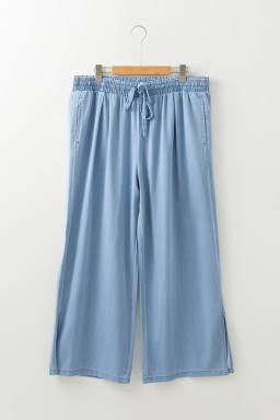 Beau Blue Light Wash Drawstring High Waist Plus Size Jeans