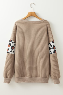 Parchment Leopard Quilted Patchwork Pullover Sweatshirt