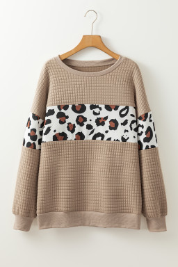 Parchment Leopard Quilted Patchwork Pullover Sweatshirt