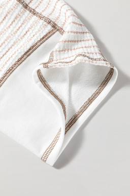 White Striped Raglan Sleeve Patchwork Top