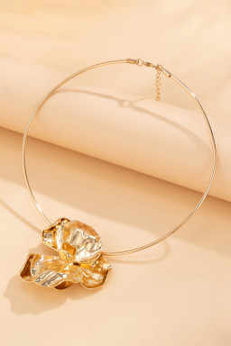 Gold Plated 3D Flower Minimalist Hoop Necklace