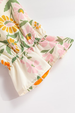 Multicolour Half Sleeve Boho Floral Pop of Color Neckline Blouse