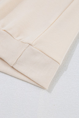 Beige Tinsel Christmas Tree Random Pompom Sweatershirt