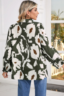 Vintage 60s Flower Frill Neck Loose Blouse