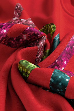 Red HOLLY JOLLY Heat Transfer Printing Graphic Christmas Pullover Sweatshirt