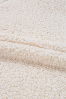 White Solid Fleece High Neck Drop Shoulder Pullover Sweatshirt