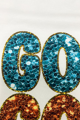 White GOBBLE Heat Transfer Printing Graphic Crewneck T Shirt