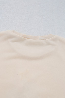 Beige Tinsel Christmas Tree Random Pompom Sweatershirt