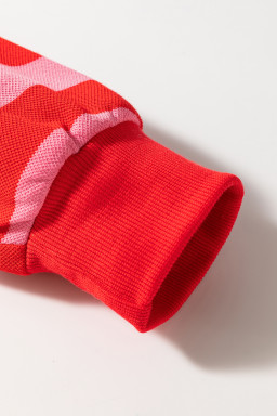 Red Stripe Round Neck Drop Shoulder Sweatshirt