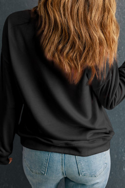 Black Talk Turkey To Me Round Neck Plus Size Sweatshirt