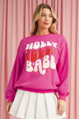 Rose Red Holly Jolly Babe Christmas Oversized Sweatshirt