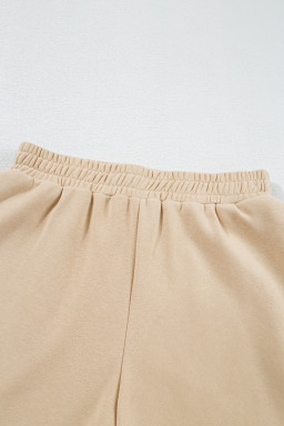 Apricot Colorful Striped Long Sleeve Pullover and Shorts Set