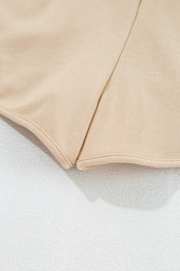 Apricot Colorful Striped Long Sleeve Pullover and Shorts Set