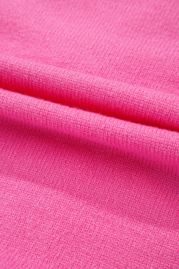 Bright Pink Sweet Bow Pattern Drop Sleeve Knit Sweater