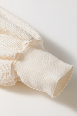 White SequinsTurkey Waffle Oversized Knit Long Sleeve Top