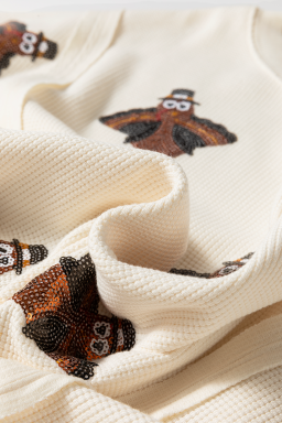White SequinsTurkey Waffle Oversized Knit Long Sleeve Top
