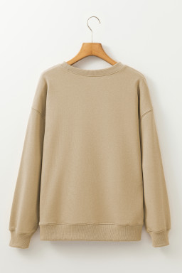 Khaki Christmas Pattern Graphic Crewneck Sweatshirt