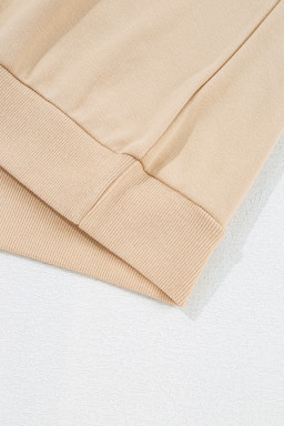 Apricot Colorful Striped Long Sleeve Pullover and Shorts Set