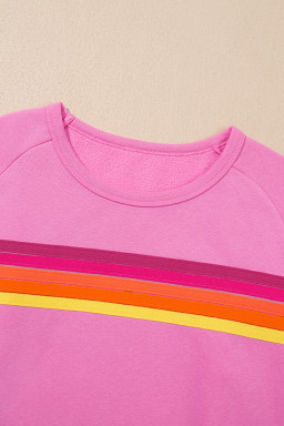 Bonbon Colorful Striped Long Sleeve Pullover and Shorts Set