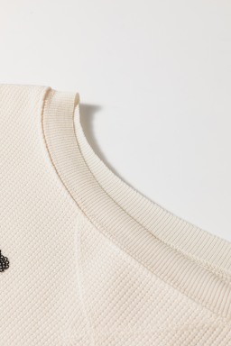 White SequinsTurkey Waffle Oversized Knit Long Sleeve Top