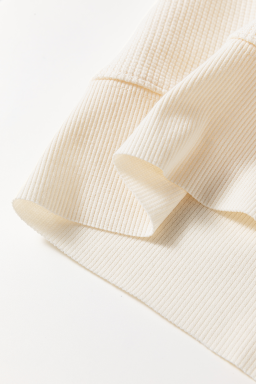 White SequinsTurkey Waffle Oversized Knit Long Sleeve Top