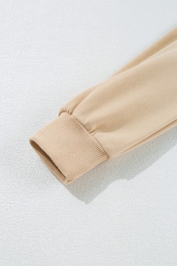 Apricot Colorful Striped Long Sleeve Pullover and Shorts Set