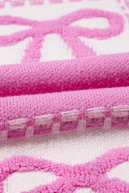 Pink Sweet Bow Two Tone Checkered Sweater